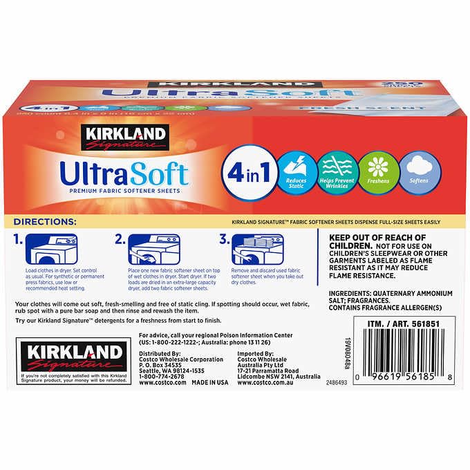 Kirkland Signature Fabric Softener Sheets Ultrasoft Fre