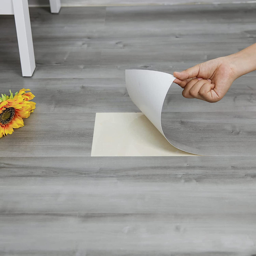 Peel and Stick Floor Tile, 36in×6in, Natural Grey Wood 