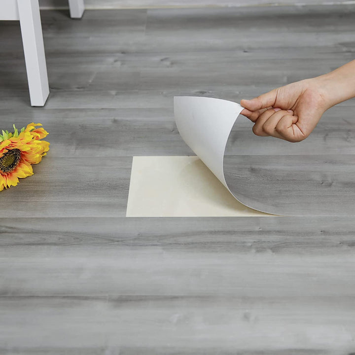 Peel and Stick Floor Tile, 36in×6in, Natural Grey Wood 