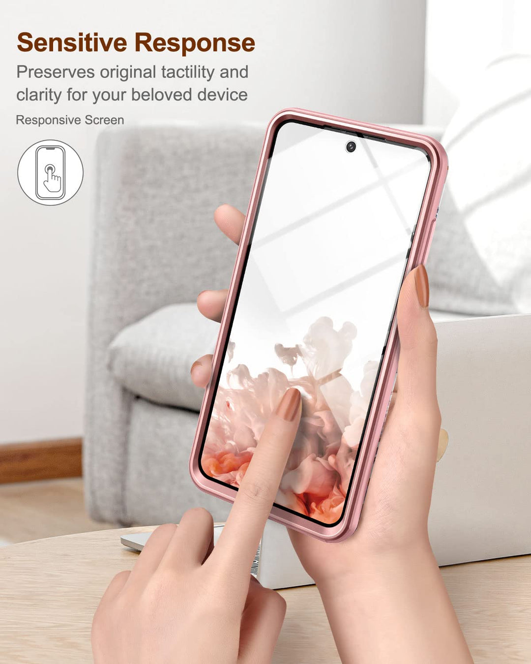 Marble Case for Samsung Galaxy S21 FE, [Built-in Screen Protector] Full-Body Protection Shockproof Rugged Silicone TPU Bumper Protective Cover for Galaxy S21 FE 5G 6.4 Inch (Rose Marble)