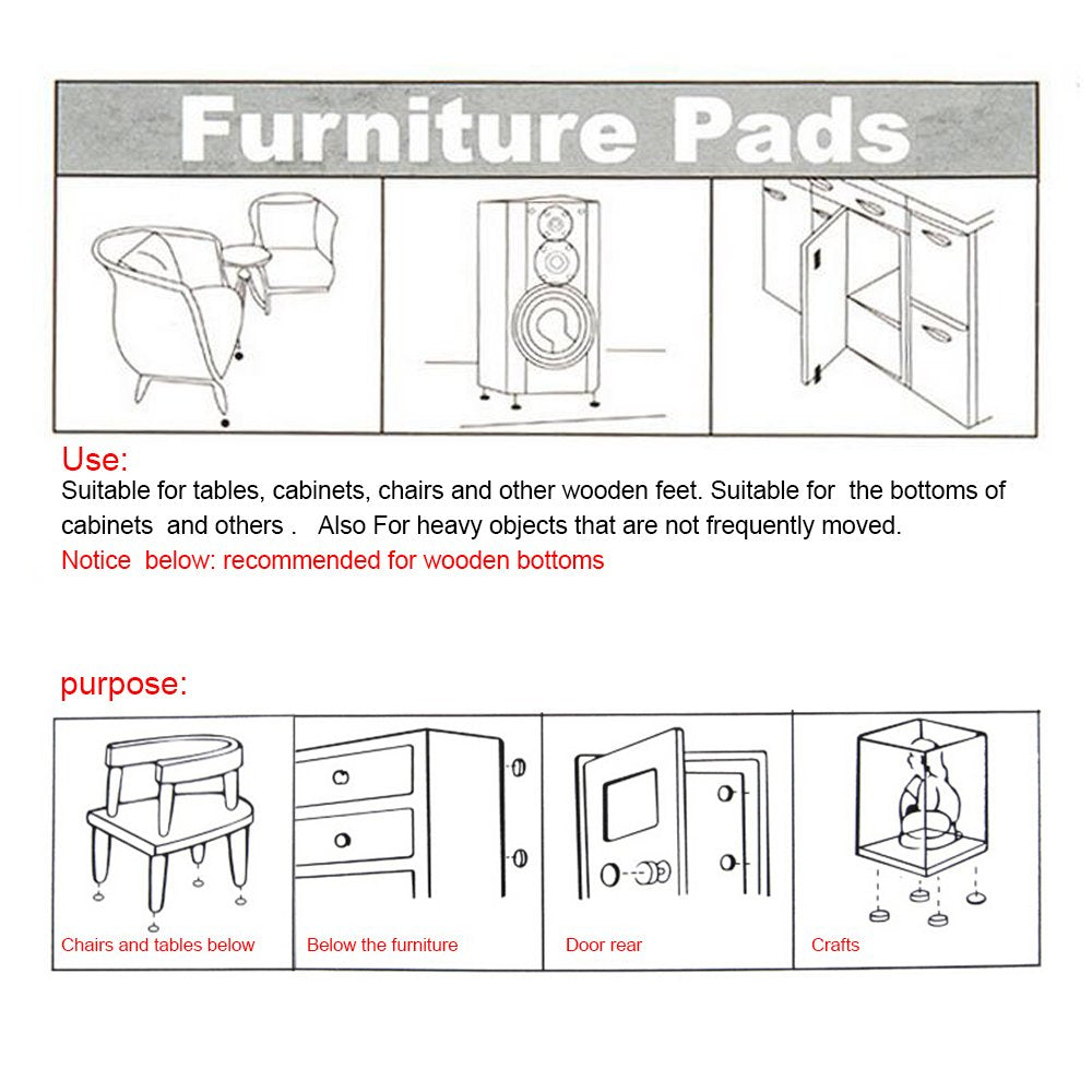 Office Chair Pad DIY Nail-on Anti-Sliding Round Heavy Pad Duty for Wooden Furniture Chair Tables Leg (0.79inch)