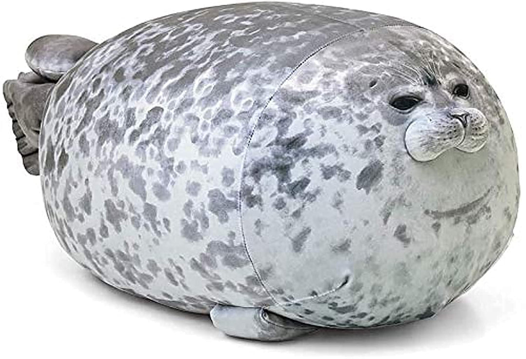 Chubby Blob Seal Stuffed Cotton Plush Animal Toy Cute Ocean (A-Gray, Large(23.6 in))