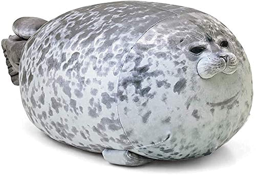 Chubby Blob Seal Stuffed Cotton Plush Animal Toy Cute Ocean (A-Gray, Large(23.6 in))