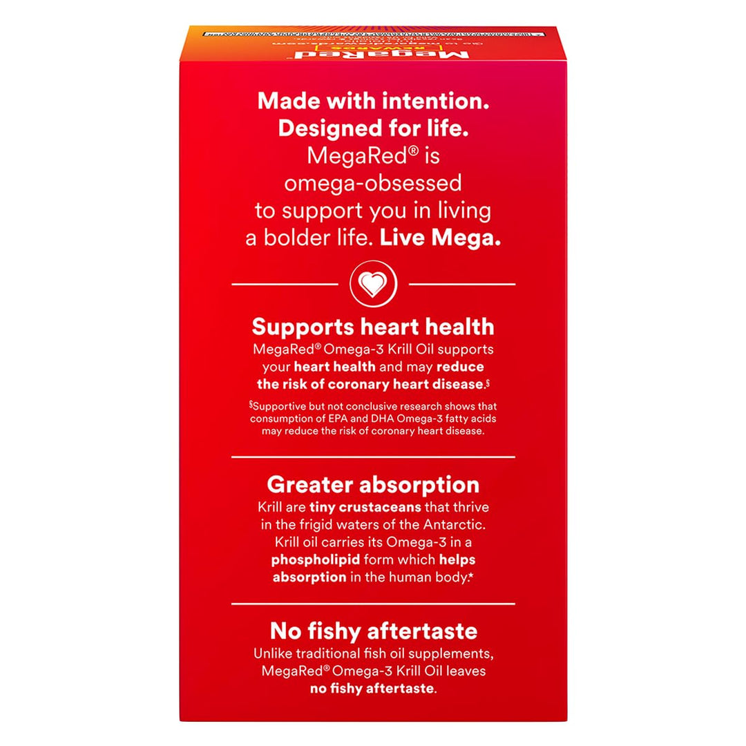 MegaRed Omega-3 Krill Oil 350mg Softgels, (120 Count in a Bottle), EPA & DHA Omega-3 Fatty Acids with No Fishy Aftertaste Unlike Fish Oil, Contains Antioxidant Astaxanthin