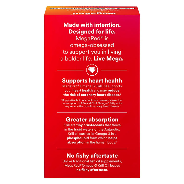MegaRed Omega-3 Krill Oil 350mg Softgels, (120 Count in a Bottle), EPA & DHA Omega-3 Fatty Acids with No Fishy Aftertaste Unlike Fish Oil, Contains Antioxidant Astaxanthin