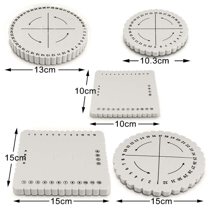 5 Pieces Braiding Disk Round Square Kumihimo Beading Cord Disc Braiding Braided Plate DIY Bracelet Loom Weaving Board (Round/Square Plate, White)