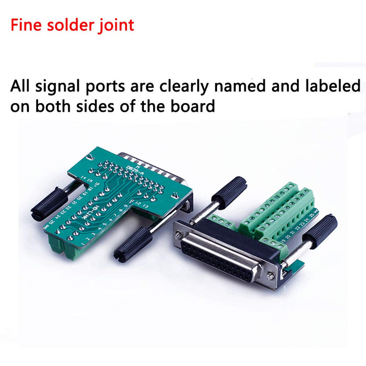 1PCS DB25 Solderless RS232 D-SUB Serial to 25-pin Port Terminal Female Adapter Connector Breakout Board with Case Long Bolts Nuts (Female)