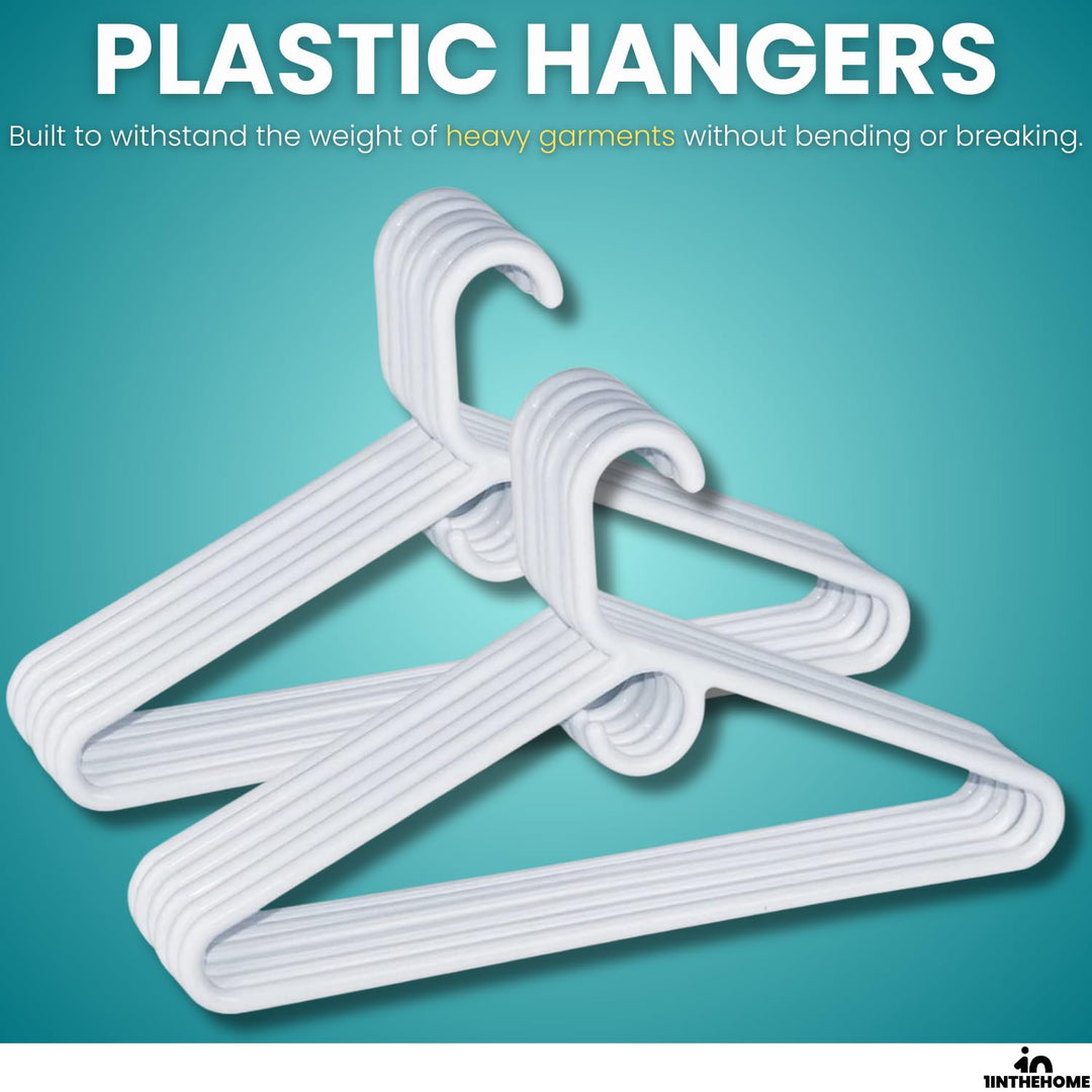Heavy Duty White Hangers Tubular Plastic Hangers, Set of 24 (Heavy Duty)
