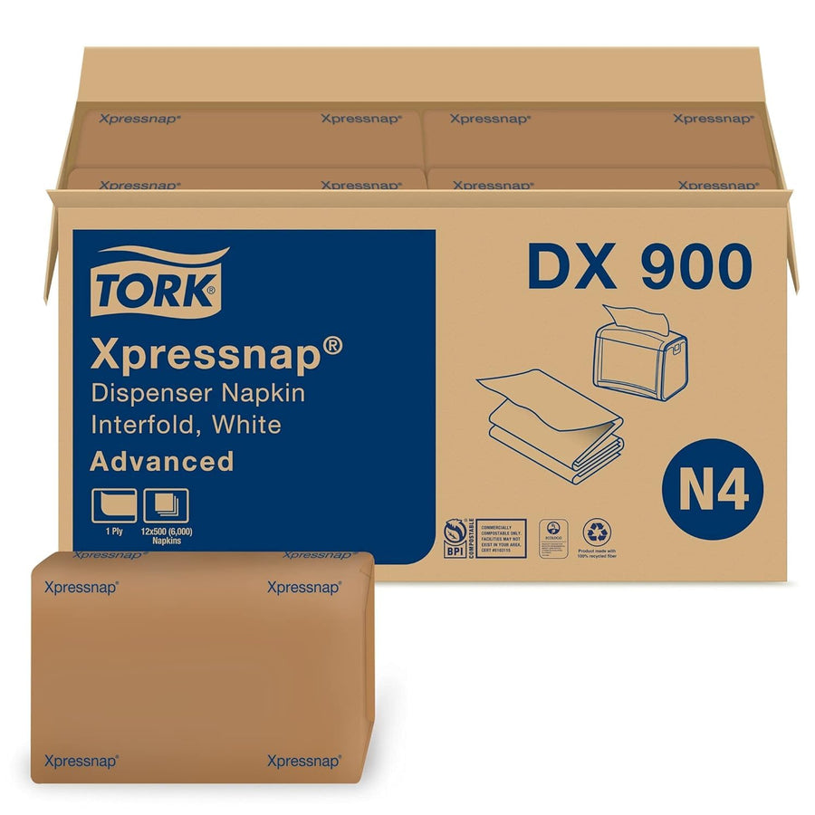 DX900 Xpressnap Interfold Dispenser Napkins, 1-Ply, Bag-Pack, 13x8 1/2,White (Case of 6,000)
