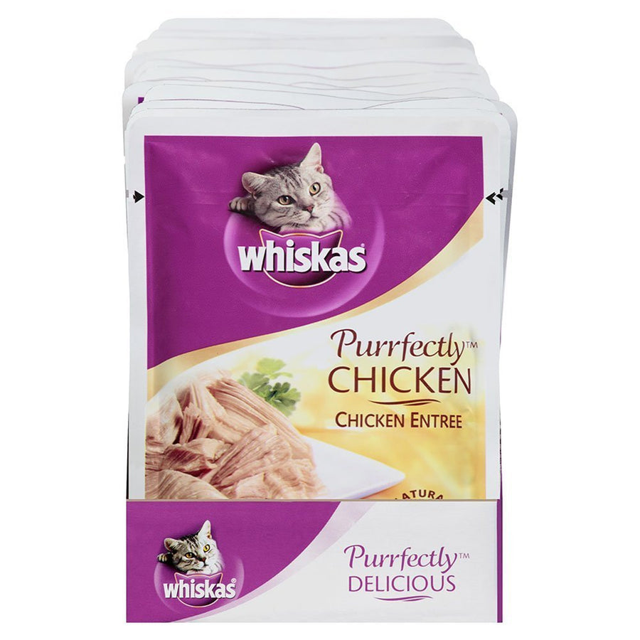 WHISKAS PURRFECTLY Chicken Wet Cat Food Chicken Entree Flavor 3 Ounces (Pack of 24)