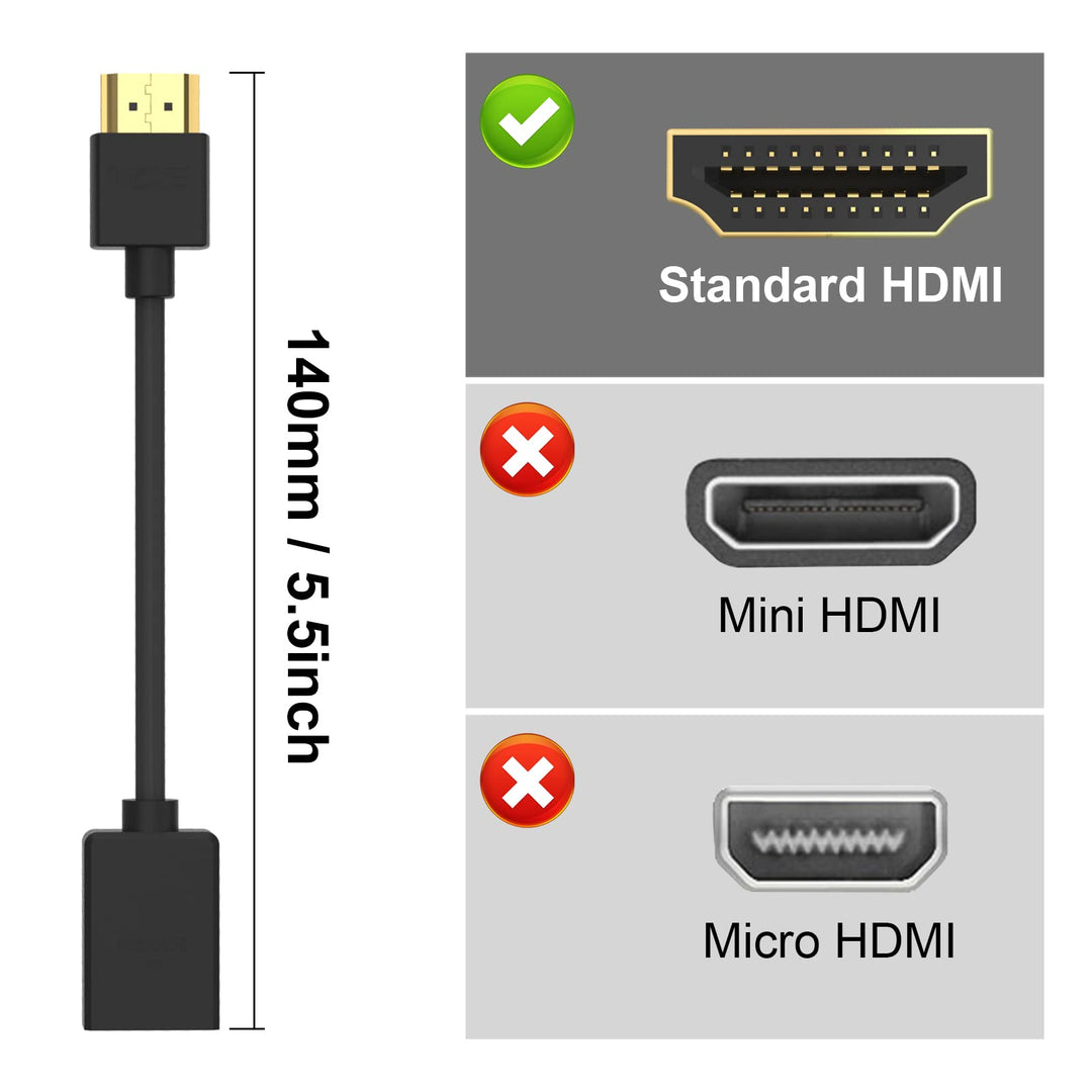 HDMI Extension Cable HDMI Swivel Adapter Male to Female Gold Plated Converter Cable for Google Chrome Cast, Roku Stick