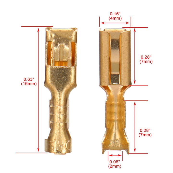 0.11 Female Spade Quick Splice Crimp Terminals 2.8mm Crimp Connector Non Insulated Pack of 100