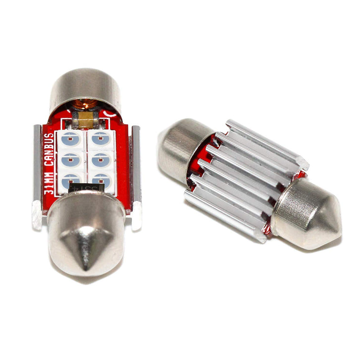 Super Bright DE3021 LED Red Bulb 3030 6-SMD Festoon 1.25 31mm DE3175 DE3022 Miniature LED Bulbs for Car Interior Door Map Dome Trunk Courtesy Light, Pack of 4