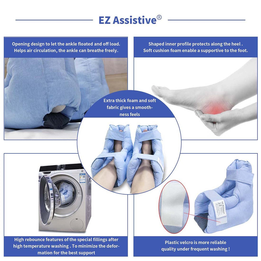 EZ Assistive 2pcs Heel Protector Cushion Foot Pillow Remove Pressure and Bedsores, Heel Protectors for Pressure Sores for Heal Protection