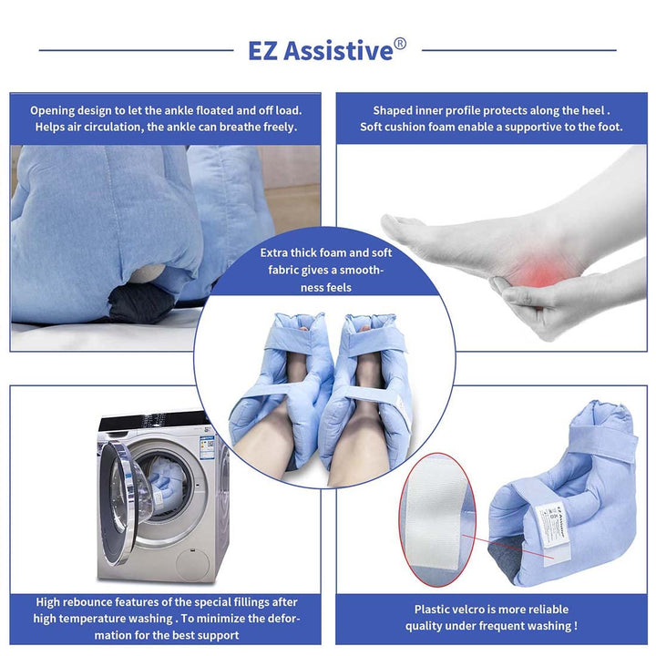 EZ Assistive 2pcs Heel Protector Cushion Foot Pillow Remove Pressure and Bedsores, Heel Protectors for Pressure Sores for Heal Protection