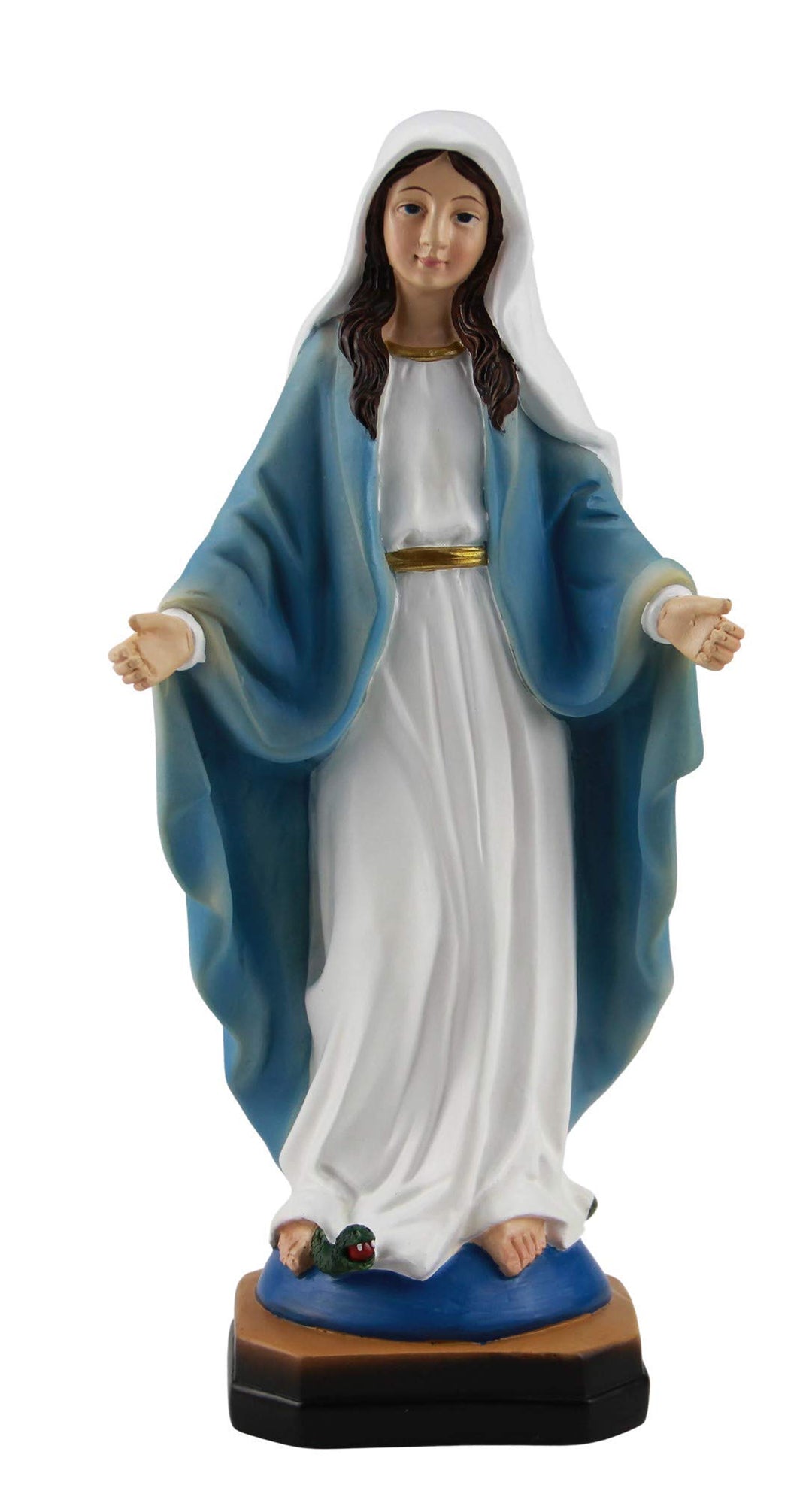 Woodington&#39;s Our Lady of Grace Blessed Virgin Mother Mary Catholic Religious Gift 8 Inch Resin Colored Statue
