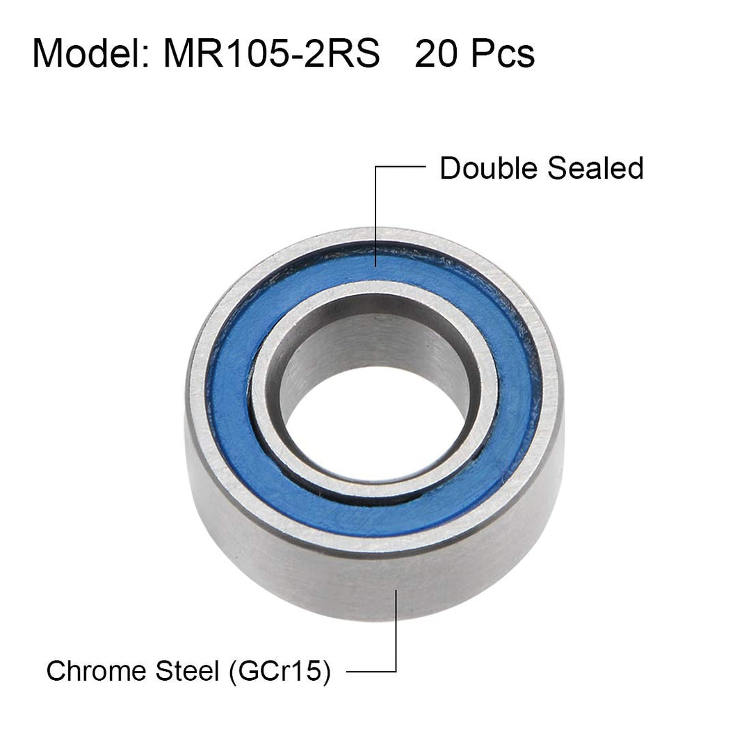 uxcell MR105-2RS Deep Groove Ball Bearings 5mm Inner Di