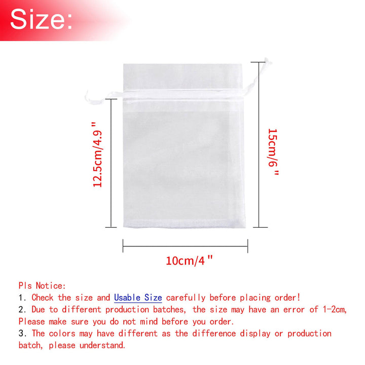 Bezall 100Pcs Organza Bags 4x6 Inches, White Wedding Favor Bags with Drawstring, Small Mesh Gift Bags Jewelry Christmas Candy Pouches