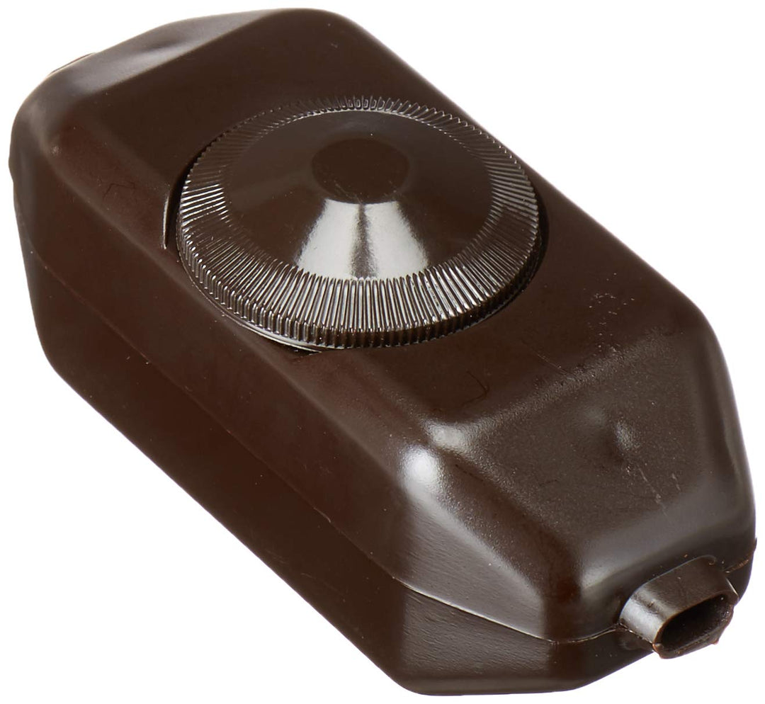 6250-3 200W Incandescent Feed-Through Full Range Lamp Cord Dimmer, Single-Pole, Brown