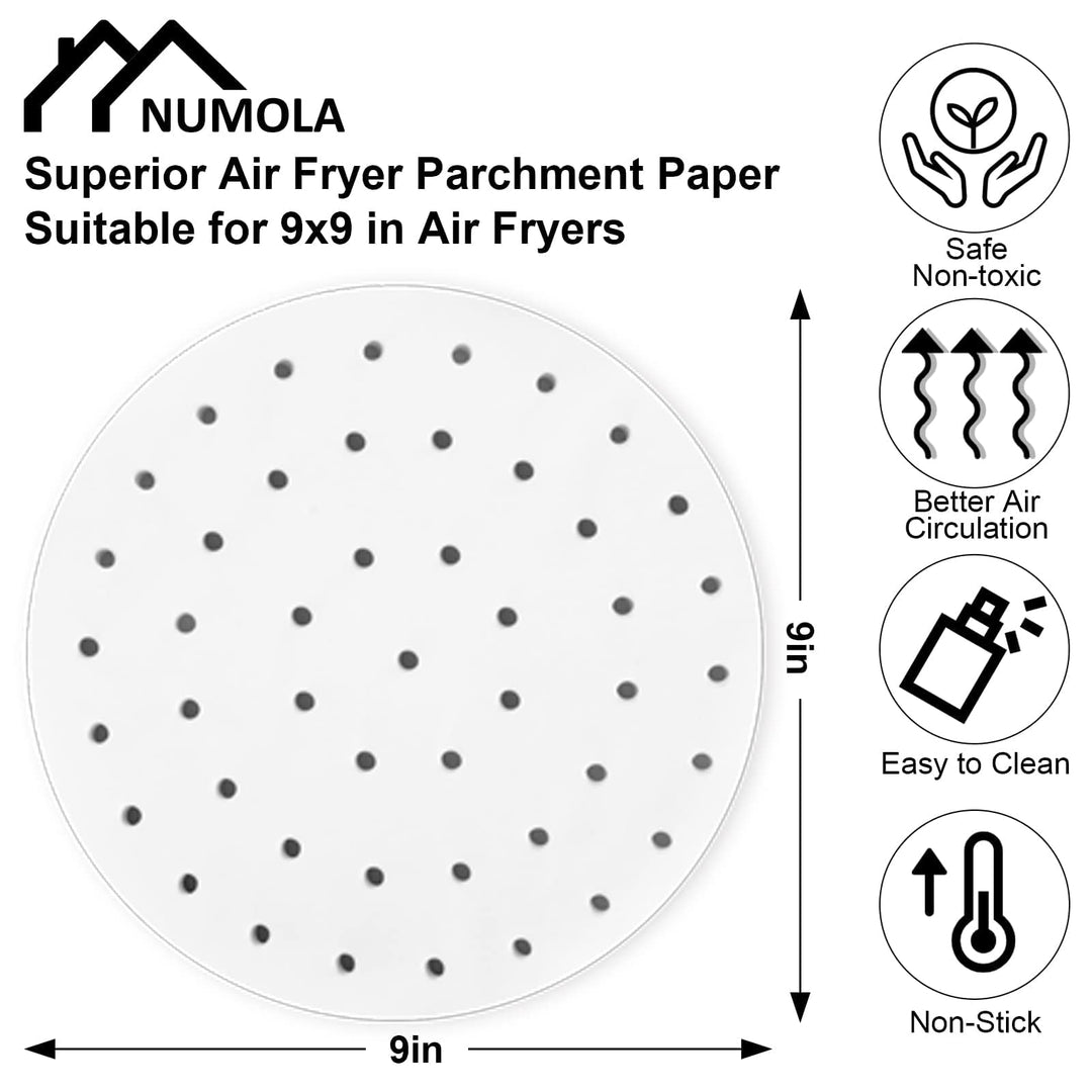 Air Fryer Parchment Paper Liners, 100 Pcs Parchment Paper for Air Fryer, 9 Inch White Air Fryer Paper Liners, Non-stick Steamer Liners for Oven, Microwave, Bamboos Steaming Basket