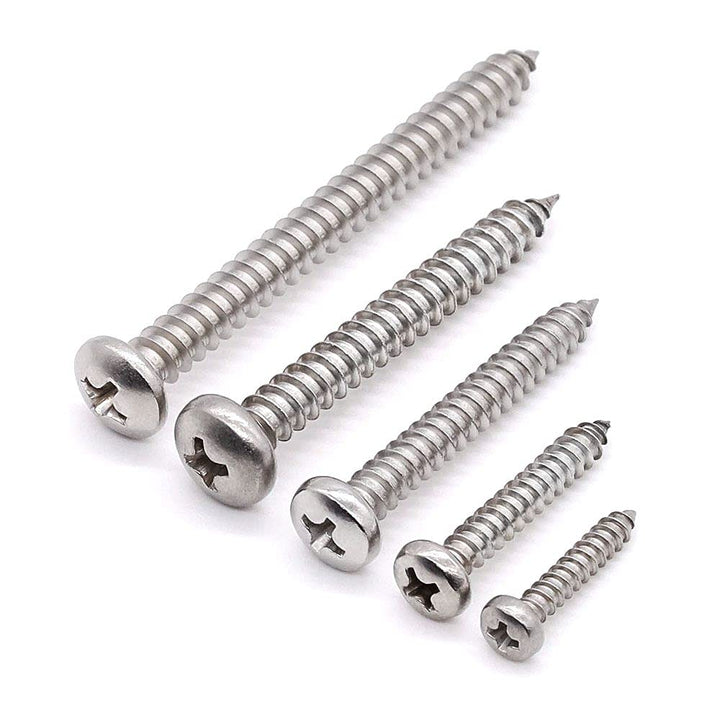 Glvaner #4 x 3/4 (100 pcs) Pan Head Self Tapping Screws, 18/8 Stainless Steel 304, Phillips Pan Head Sheet Metal Screws, Pan Head Wood Screws, No.2.9mm Thread Size