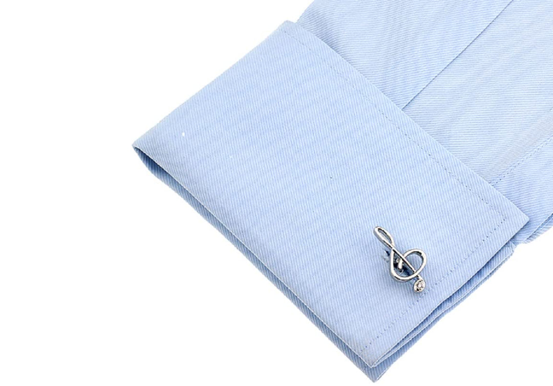 MRCUFF Treble Clef Music Note Crystal Pair of Cufflinks