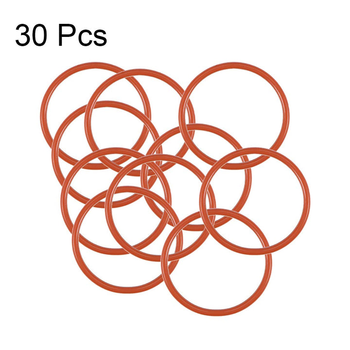Silicone O-Ring, 16mm OD, 14mm ID, 1mm Width, VMQ Seal Rings Gasket, Red, Pack of 30