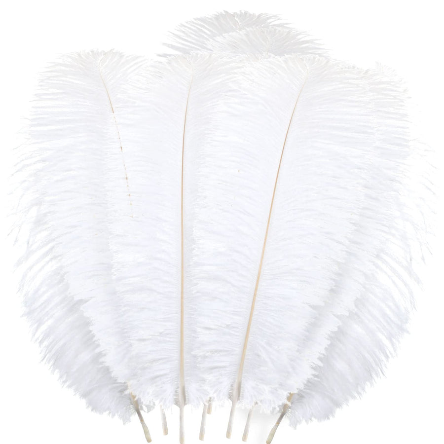 48 Pcs Natural Ostrich Feathers 10-12 Inch (25-30 cm) Large Feathers for Crafts Feather Centerpieces for Tables Feather Plume for Vases Wedding Party Tree Decorations (White)