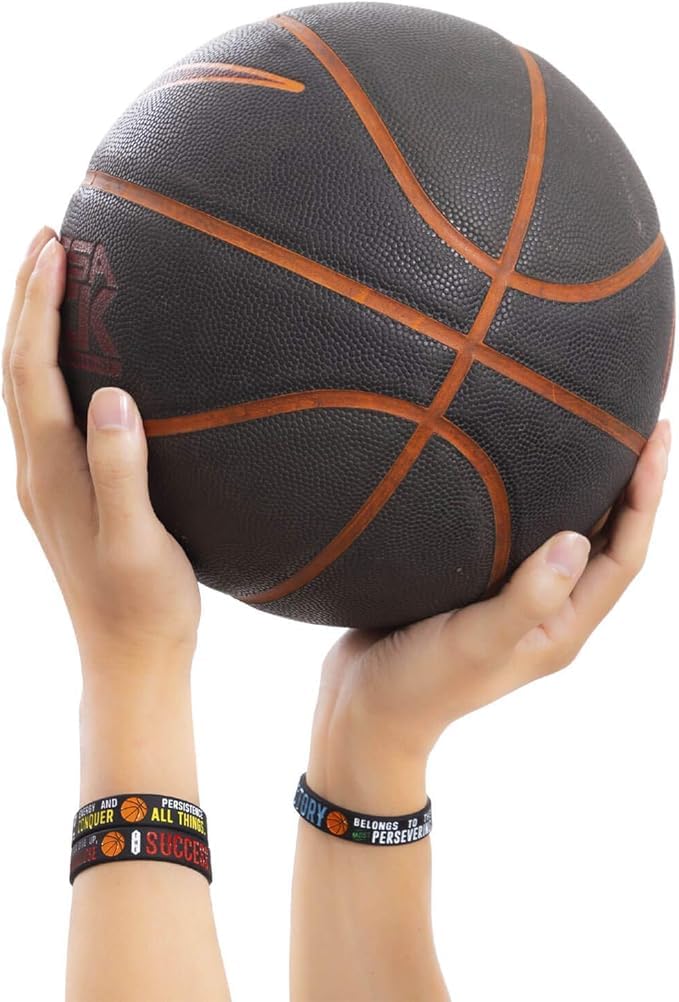 Basketball Silicone Motivational Wristbands, Rubber Inspirational Quote Bracelets - Power of Faith for Men Women Sports Birthday Party Cheer Gifts Supplies Favors (3-Pack)