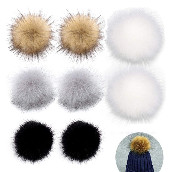 Faux Fur Pom Pom Balls Large, Detachable Craft Fur Pomp