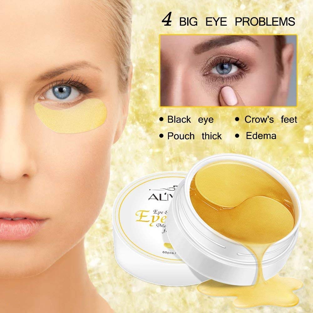 24K Gold Under Eye Mask(30 pairs), Under Eye Patches for Dark Circles, Anti Wrinkle Treatment, Under Eye Gel Pads, Eye Mask for Puffy Eyes- Hydrating