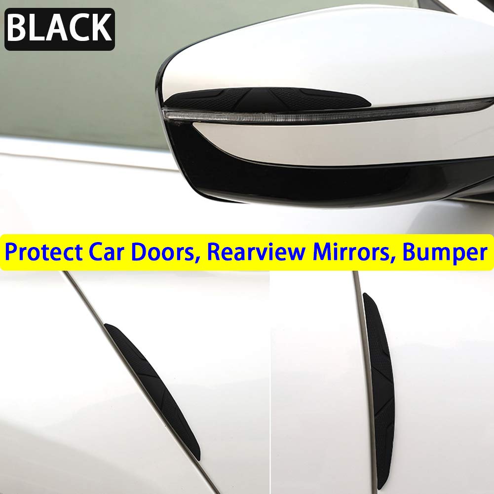 6 Pcs Silicone Car Door Edge Guards Universal Car Bumper Body Protector Trim Guard Auto Rearview Mirror Anti Collision Protector (Black)