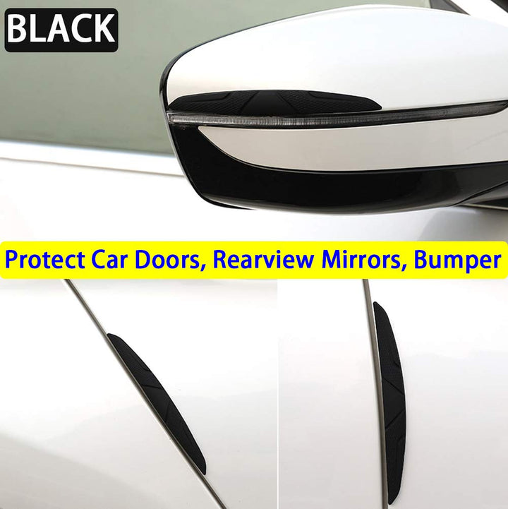 6 Pcs Silicone Car Door Edge Guards Universal Car Bumper Body Protector Trim Guard Auto Rearview Mirror Anti Collision Protector (Black)