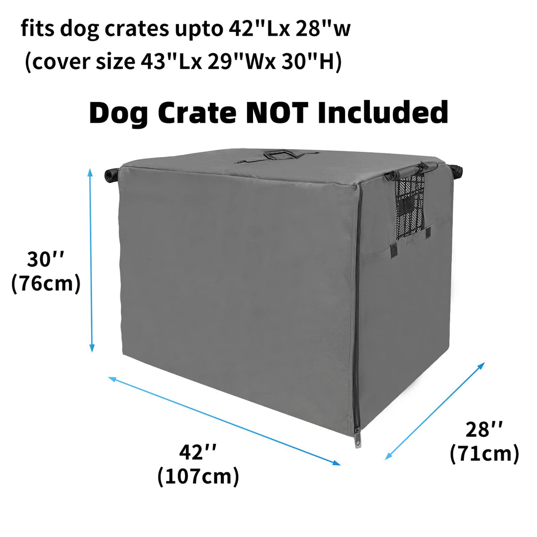 42 Inch Dog Crate Cover Dog Kennel Cover, Large XL Dog Crate for Large Dogs Wire Dog Cage with1 2 3 Doors, Waterproof 600D Oxford Fabric Indoor/Outdoor Gray