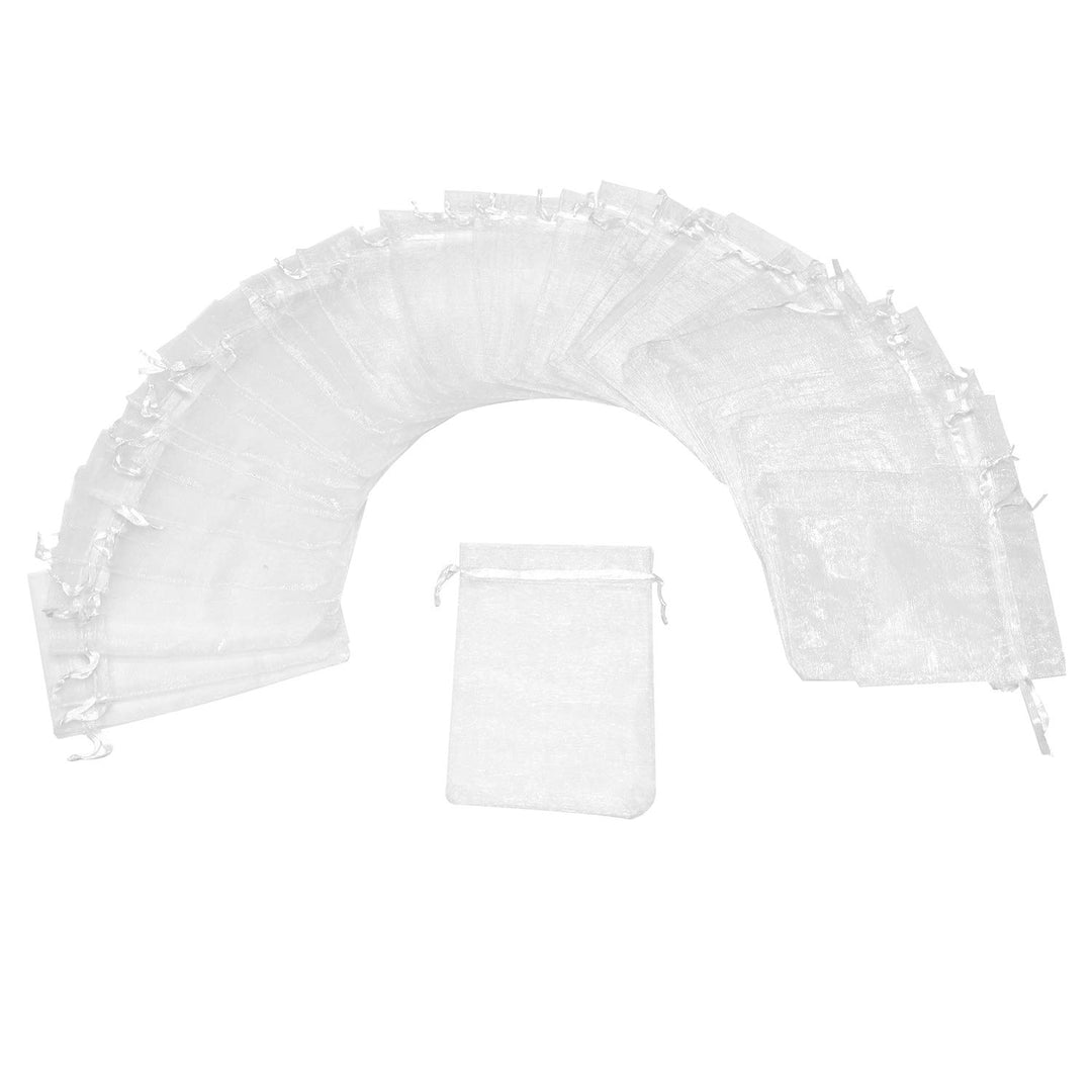 Bezall 100Pcs Organza Bags 4x6 Inches, White Wedding Favor Bags with Drawstring, Small Mesh Gift Bags Jewelry Christmas Candy Pouches