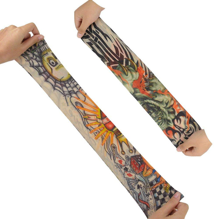 6Pcs Set Body Art Arm Stockings Slip Accessories Fake Temporary Tattoo Sleeves, Tiger, Crown Heart, Skull, Tribal Shape