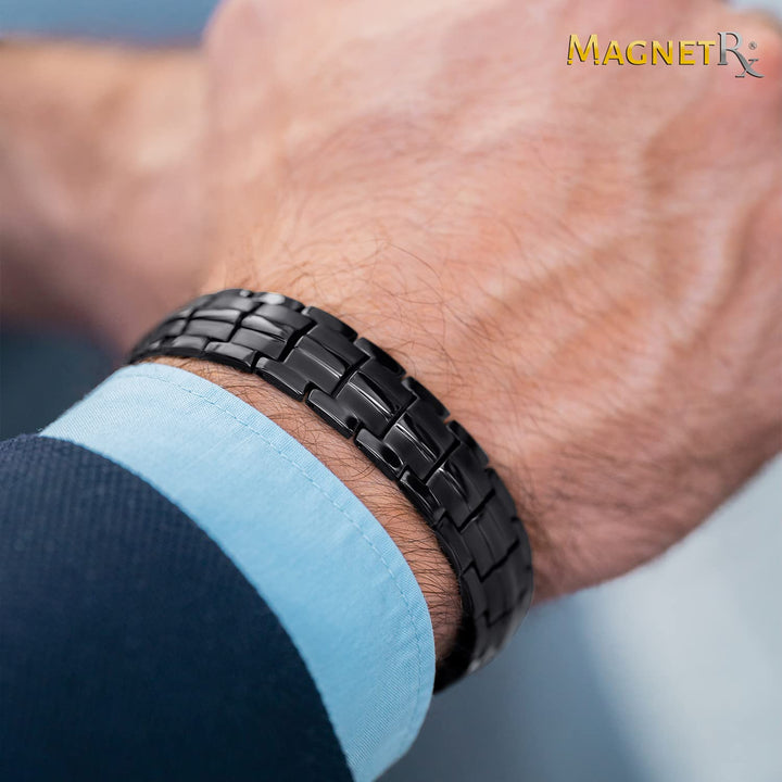 ® Ultra Strength Magnetic Bracelet - Effective Stainless Steel Magnetic Bracelets for Men - Adjustable Bracelet Length with Sizing Tool for Perfect Fit (Black)