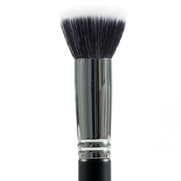 1 Pc Duo Fiber Large Stippling, Black: Pro Duo Fiber Large Stippling Makeup Brush To Blend Liquid Foundation For A Sheer Flawless Skin Perfecting Finish, Synthetic