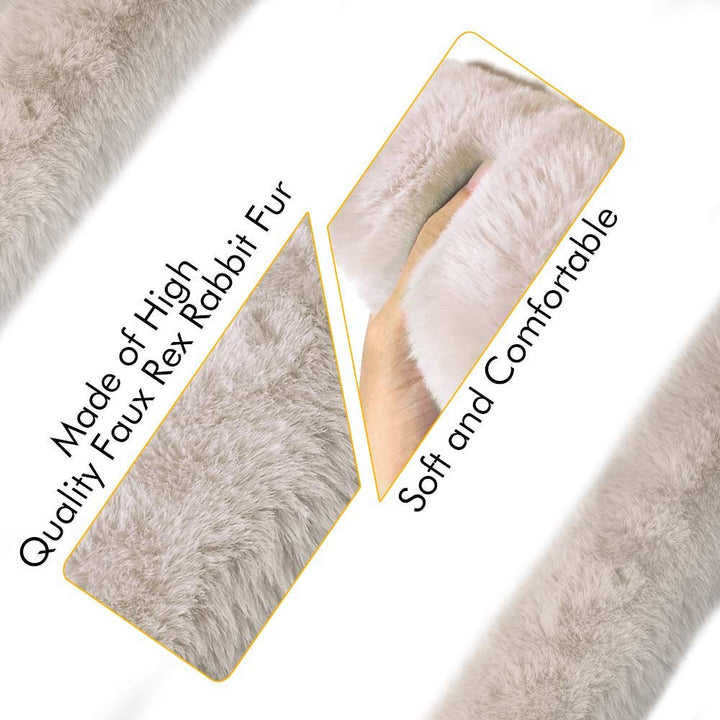 GAMPRO Seat Belt Pads Long 13 inch Faux Rex Rabbit Fur,