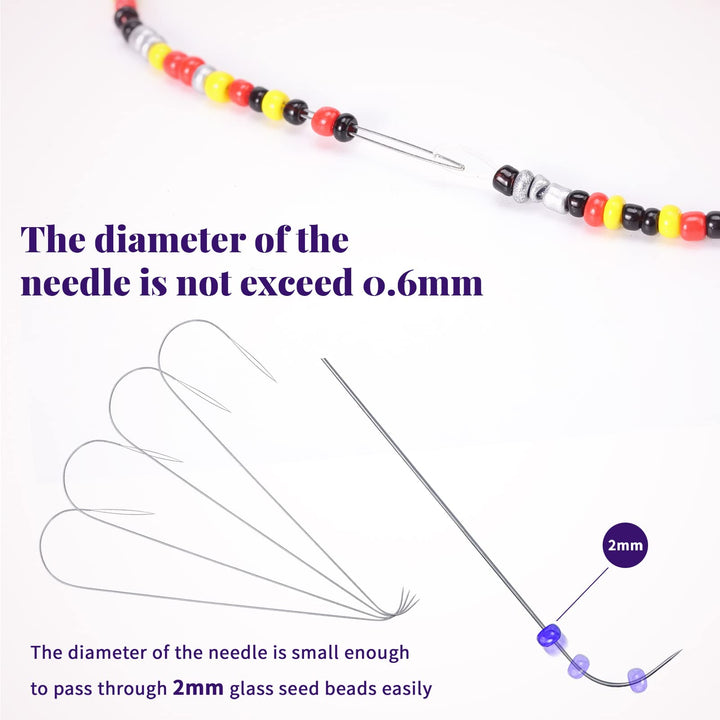 4 PCS Large Eye Bead Spinner Needles with Handle, 5.3 Inch Curved Needles for Bead Spinner, Curved Beading Needles for Beading Jewelry Making (Patent Pending)