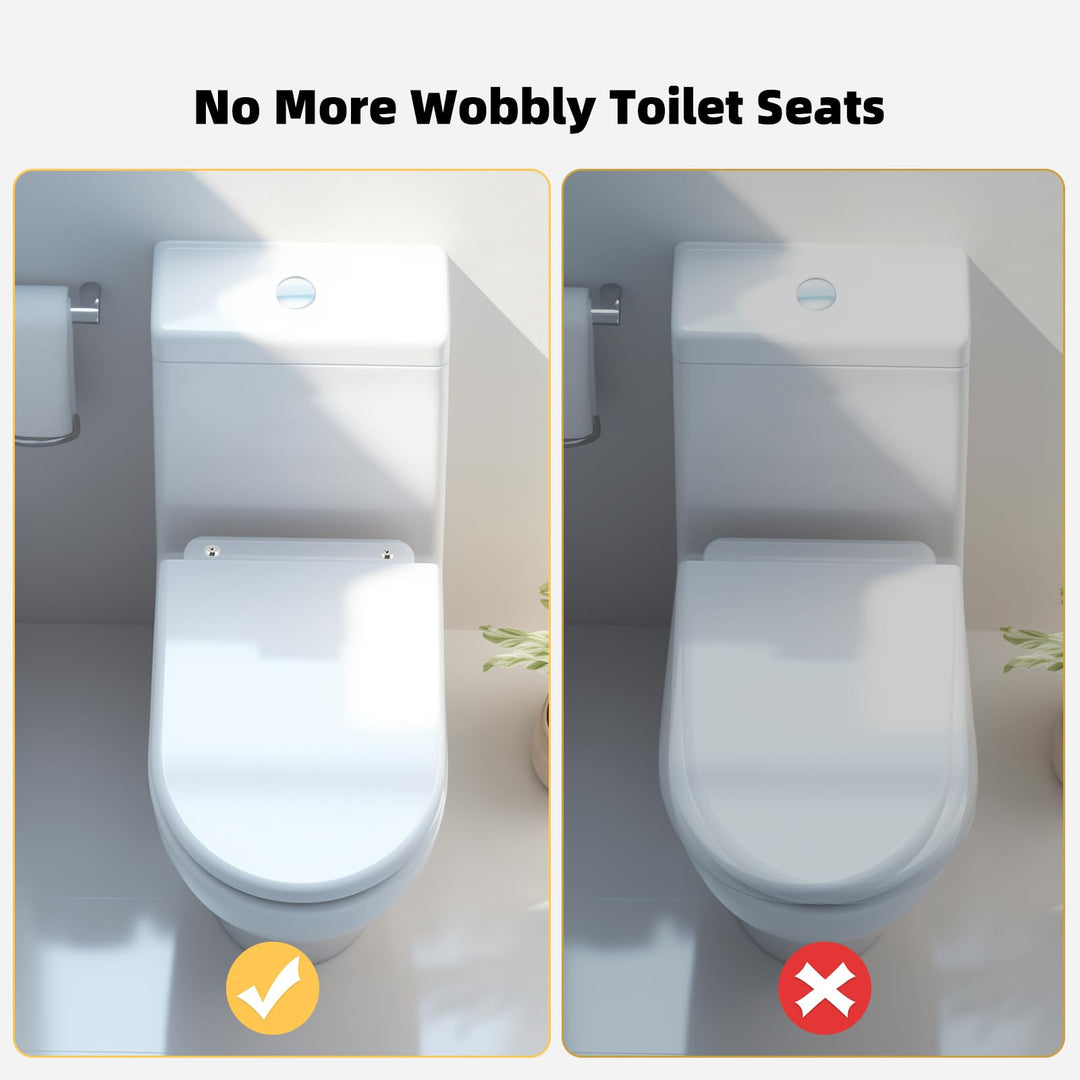 2 PCS Universal Toilet Seat Bolts Compatible with Kohler/American Standard/TOTO, Stainless Steel Toilet Seat Screws with Extra Long Downlock Nuts, Non-Slip Toothed Washers, Chrome