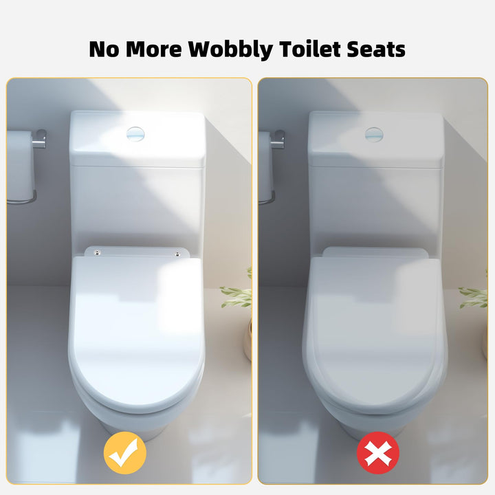 2 PCS Universal Toilet Seat Bolts Compatible with Kohler/American Standard/TOTO, Stainless Steel Toilet Seat Screws with Extra Long Downlock Nuts, Non-Slip Toothed Washers, Chrome