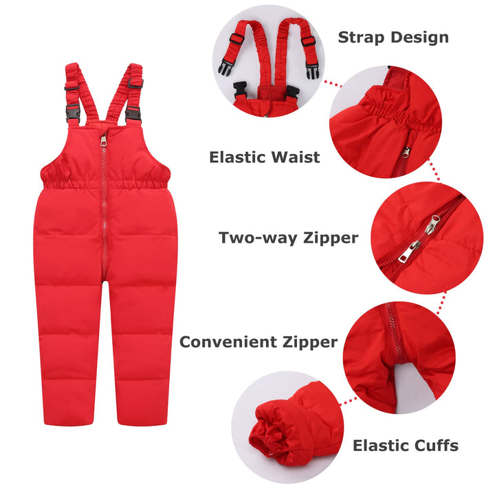 2-piece Baby Ski-suits Winter Snowsuit with Removable Fleece Hood Nylon Outfit Down Suit for 4-5 Years