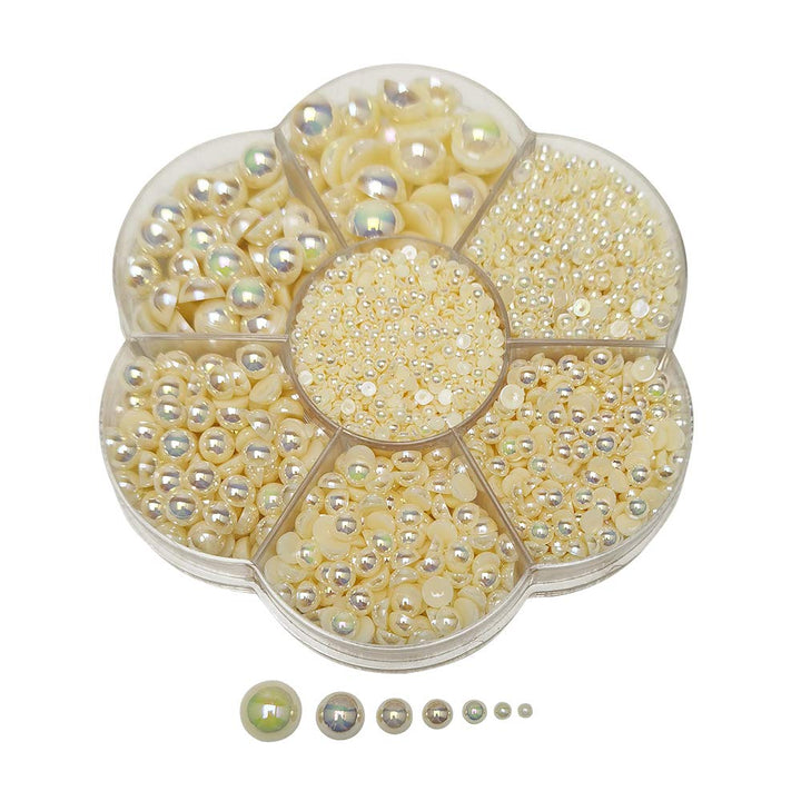 3000PCS 1 Box Ivory Round Flatback Half Pearls Bead Loose Beads Gem (Ivory Half Ball)