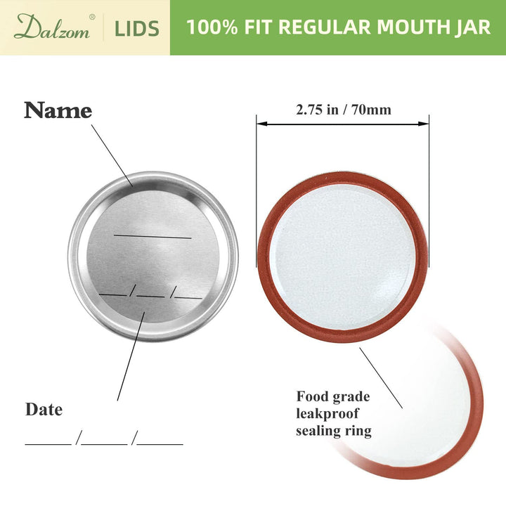® 48Pcs Canning Lids with Rings Regular Mouth, Premium Mason Jar Lids with Bands/Rings for Regular Mouth Ball, Kerr Jars - Food Grade Material, 100% Fit &amp; Airtight for Regular Mouth Mason Jars