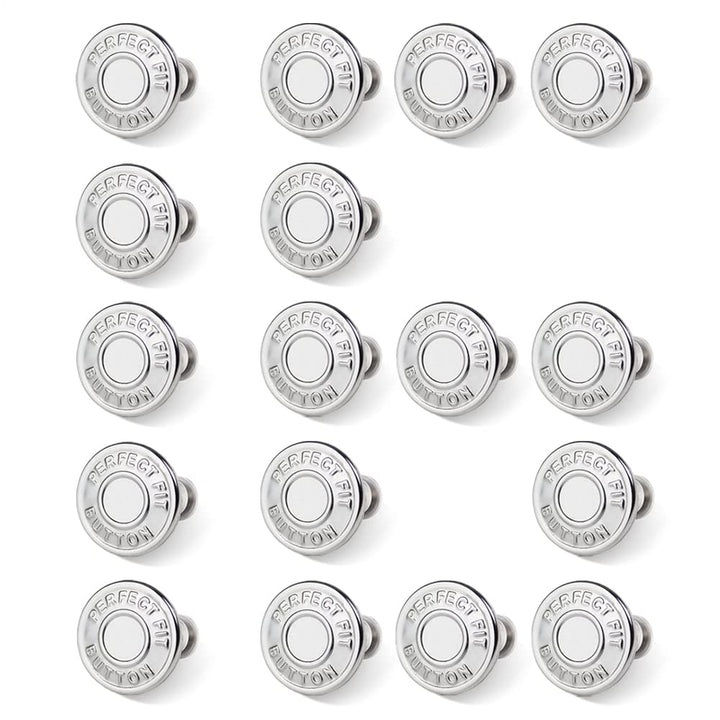 16 Sets Button Pins for Jeans,Jean Buttons Pins for Loose Jeans,No Sew and No Tools Instant Replacement Snap Tack Pant Button, Reusable and Adjustable Metal Pants Button Tightener