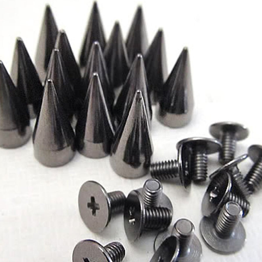 30 Sets 13MM Black Gunmetal Color Bullet Cone Spike Stud Metal Screw Back DIY Leather-Craft