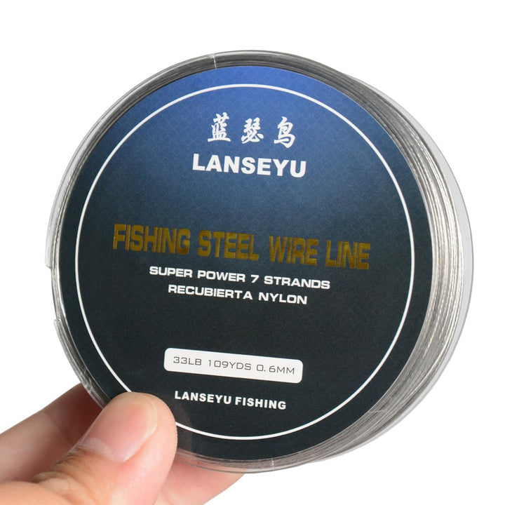 100 Metres 33 Pound 0.6mm Fishing Stee Wire Nylon Coated 1x7 Stainless Steel Leader Wire Super Soft Fishing Wire Lines