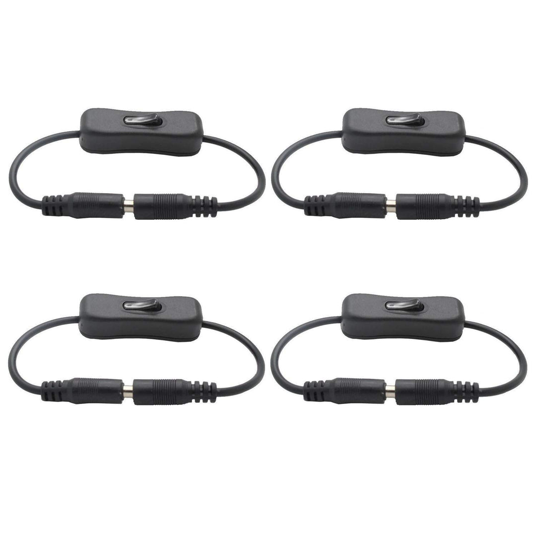 4pcs LED Strip Light Inline On/Off Switch Cable DC Jack 5.5x2.1mm Male to Female Connector, DC Jack Switch, LED Tape Connector, 12V Inline Rocker Switch DC Power Adapter Connector, 12inch