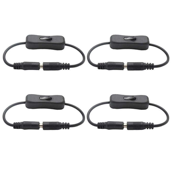 4pcs LED Strip Light Inline On/Off Switch Cable DC Jack 5.5x2.1mm Male to Female Connector, DC Jack Switch, LED Tape Connector, 12V Inline Rocker Switch DC Power Adapter Connector, 12inch
